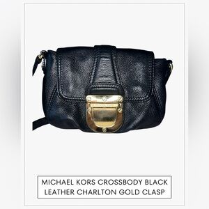 Michael Kors Charlton Black Crossbody with Gold Buckle